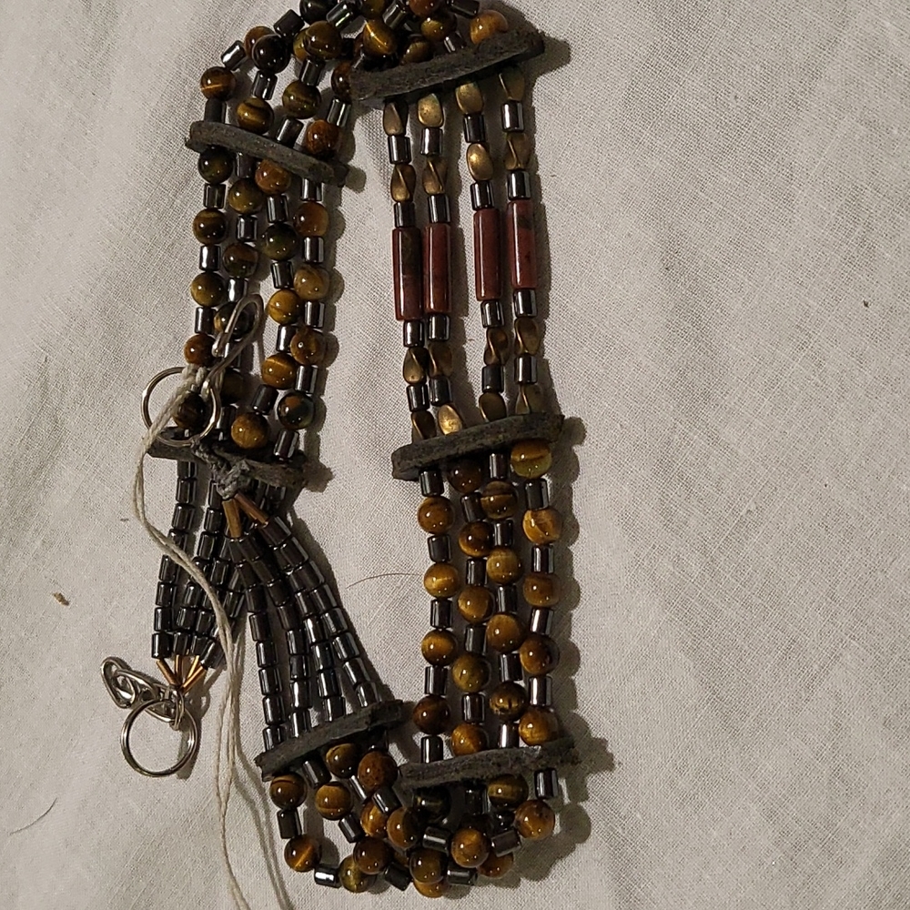 Jasper Tiger Eye & Hemetyte Handmade Choker